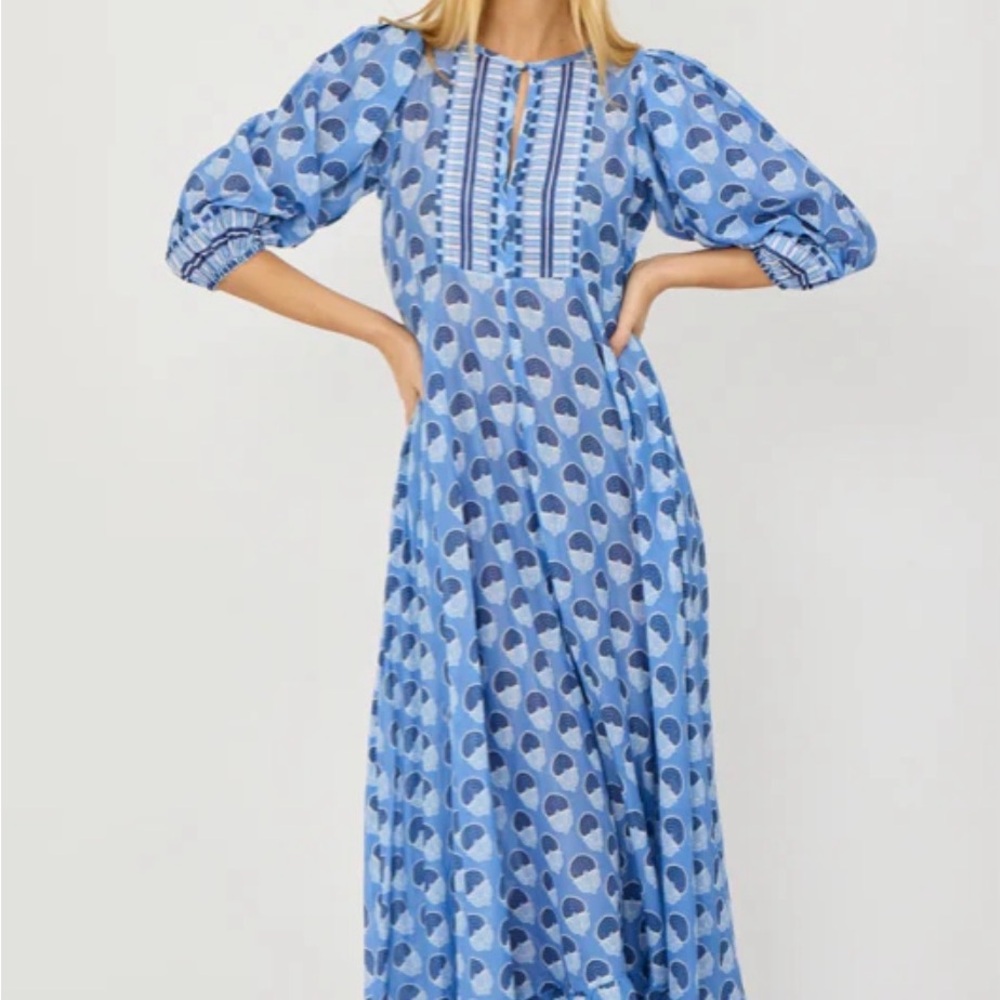 Sold Out and Stunning Marea by Liz Joy Indian Flower Block Print Dress - S